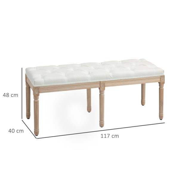 HOMCOM End of Bed Bench, Upholstered Bedroom Bench, Cream White - Image 5