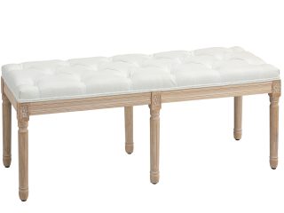 HOMCOM End of Bed Bench, Upholstered Bedroom Bench, Cream White