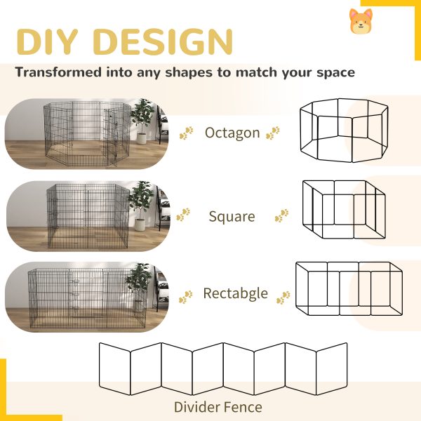 PawHut 8-Panel DIY Dog Pen with Door for Indoor/Outdoor Use, 91cm High - Image 3