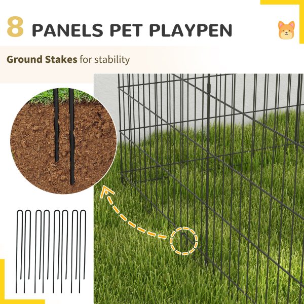 PawHut 8-Panel DIY Dog Pen with Door for Indoor/Outdoor Use, 91cm High - Image 6