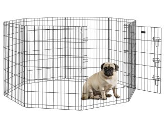 PawHut 8-Panel DIY Dog Pen with Door for Indoor/Outdoor Use, 91cm High