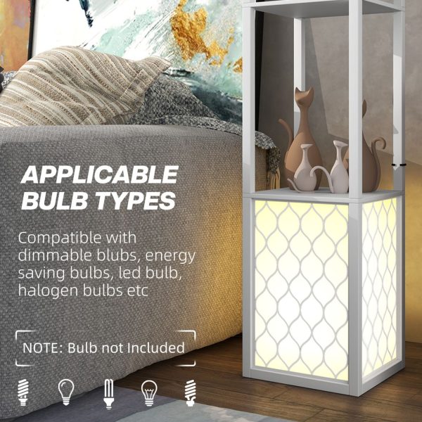 HOMCOM 2-Light Modern Floor Lamp with Shelves for Living Room, Bedroom, White - Image 7