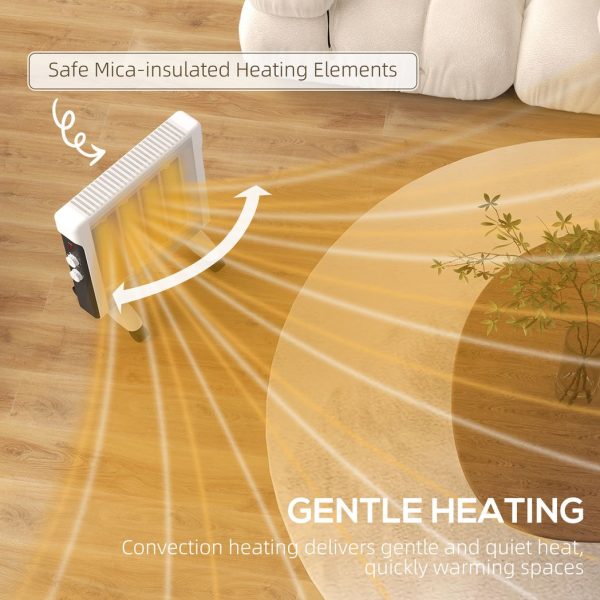 HOMCOM 2000W Panel Heater, Electric Space Heater for Home, White - Image 3