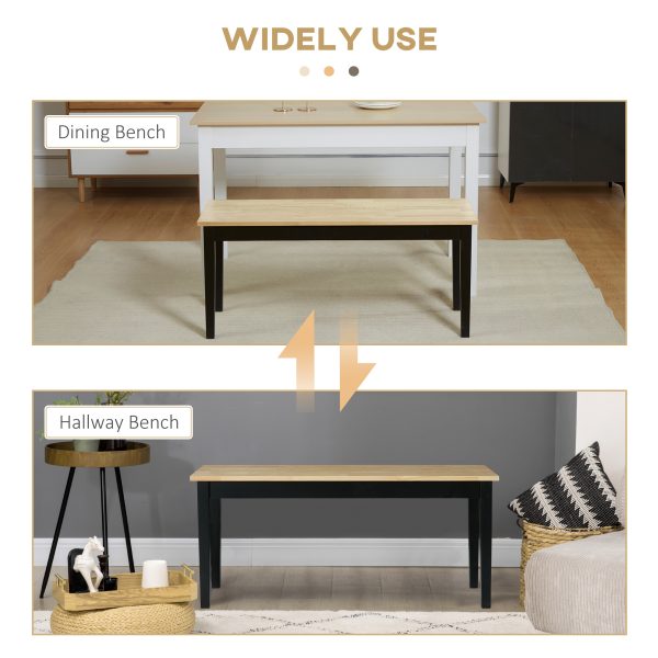 HOMCOM Wood Dining Bench Wooden Bench for 2 People, Black - Image 6