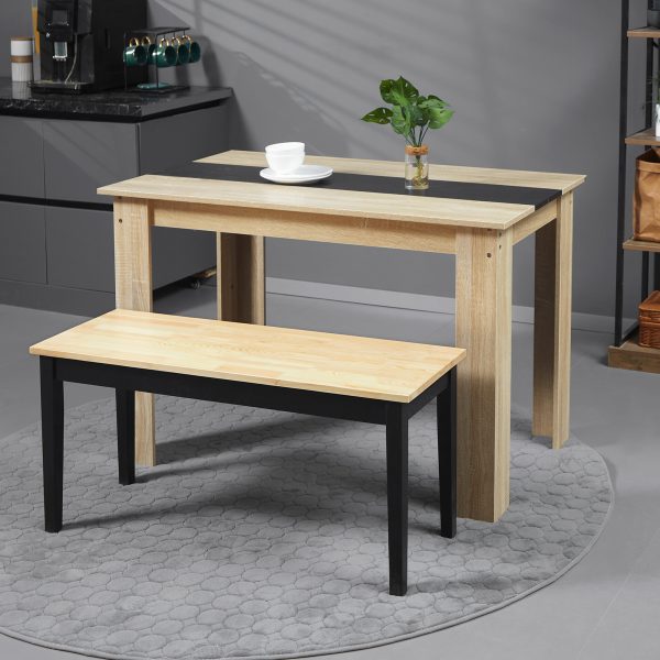 HOMCOM Wood Dining Bench Wooden Bench for 2 People, Black - Image 7