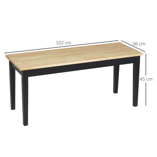 HOMCOM Wood Dining Bench Wooden Bench for 2 People, Black - Image 5