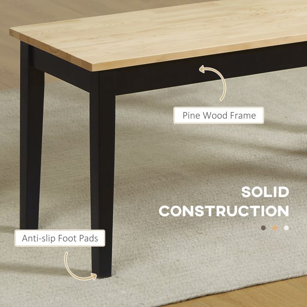 HOMCOM Wood Dining Bench Wooden Bench for 2 People, Black - Image 4
