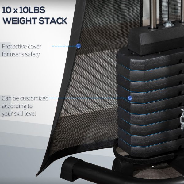 HOMCOM Multi Gym Fitness Equipment Exercise Machine with 45Kg Weight Stack - Image 6