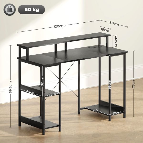 HOMCOM Computer Desk Reversible Home Office Desk with Storage Black - Image 5