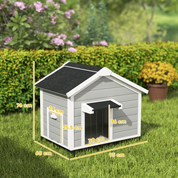 Wooden Dog House, Dog Kennel Outdoor w/ Openable Roof, Removable Floor, Curtain - Image 5