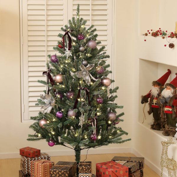HOMCOM 5ft Artificial Prelit Christmas Tree w/ LED Lights, Purple Ornaments - Image 2