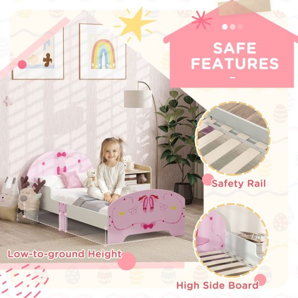 AIYAPLAY Ballet Theme Toddler Bed Frame with Safety Rails, for 3-6 Years - Image 4