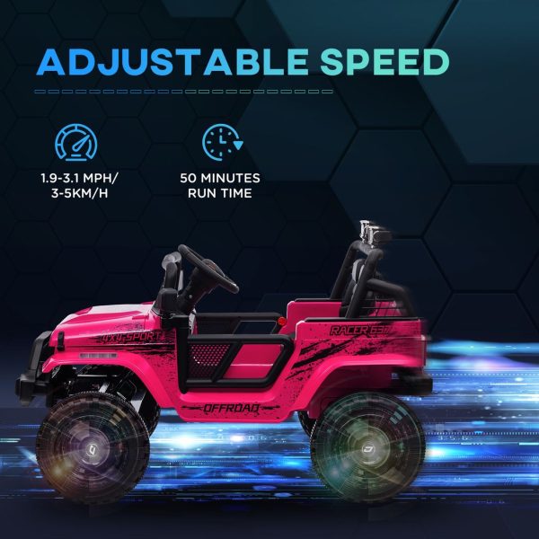 AIYAPLAY Kids Ride On Car, 12V Electric Truck w/ Suspension - Pink - Image 6