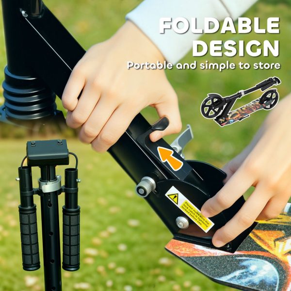 AIYAPLAY Kids Scooter, Foldable Kick Scooter w/ Adjustable Handlebar, Black - Image 7