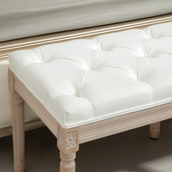 HOMCOM End of Bed Bench, Upholstered Bedroom Bench, Cream White - Image 8