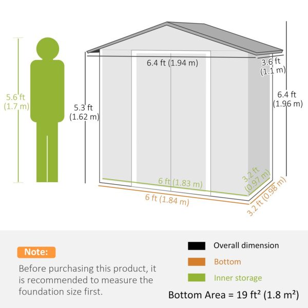 Outsunny 6.5x3.5ft Metal Garden Shed for Garden, Brown Wood Effect - Image 5