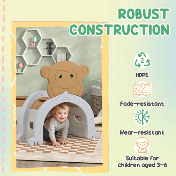 AIYAPLAY Kids Play Tunnel for Crawl and Climb, Monkey Design, Brown - Image 4