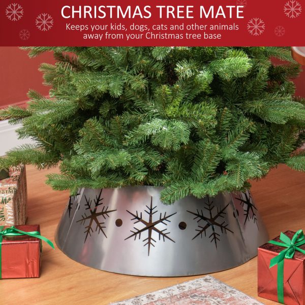 HOMCOM Christmas Tree Base Cover with Hollow Snowflake Patterns Xmas Decoration - Image 3
