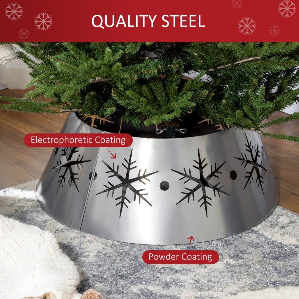 HOMCOM Christmas Tree Base Cover with Hollow Snowflake Patterns Xmas Decoration - Image 4