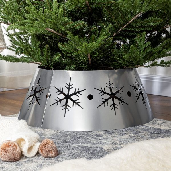 HOMCOM Christmas Tree Base Cover with Hollow Snowflake Patterns Xmas Decoration - Image 2