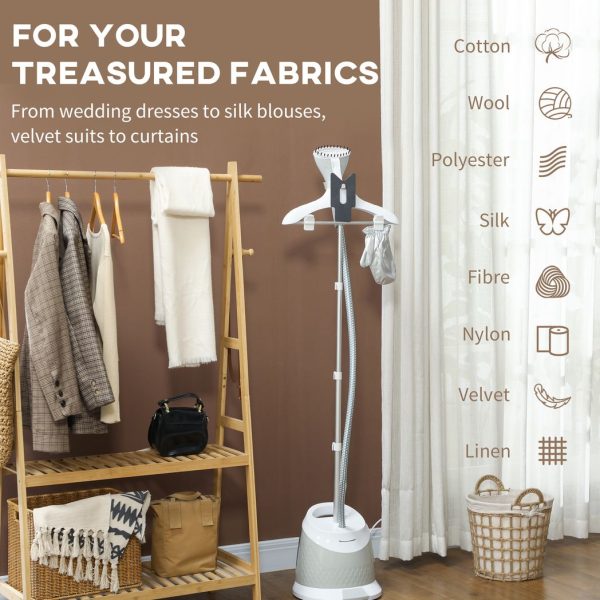 HOMCOM Clothes Steamer, Garment Steamer Clothing Wrinkle Remover, Grey - Image 4