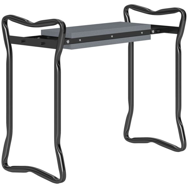 Outsunny 2 In1 Folding Garden Kneeler Foam Chair Pad Support Bench, Grey