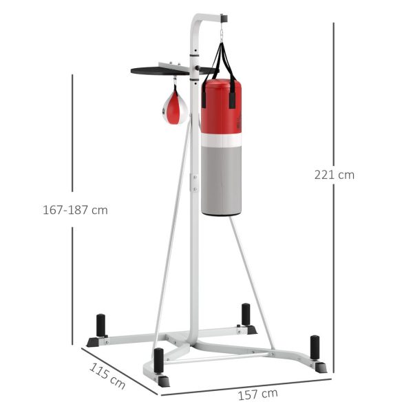 HOMCOM Punchbag & Speedball Boxing Station Frame Freestanding, White - Image 5