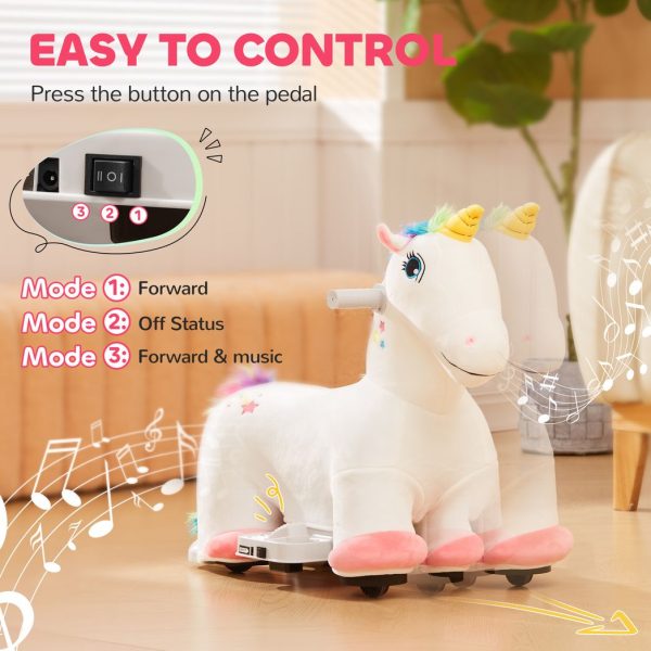 AIYAPLAY 6V Electric Ride on Unicorn with Music Forward - Image 6