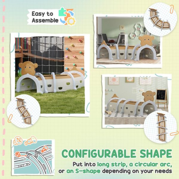 AIYAPLAY Kids Play Tunnel for Crawl and Climb, Monkey Design, Brown - Image 6