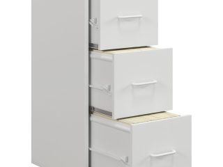 HOMCOM 3 Drawer Filing Cabinet Steel File Cabinet for A4 Letter Size White