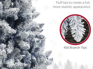 HOMCOM 5 Foot Artificial Blue Snow Flocked Christmas Tree with Hinged Branches