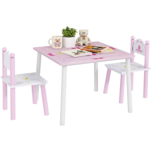 AIYAPLAY Princess Design Toddler Table and 2 Chairs Set, for Playroom