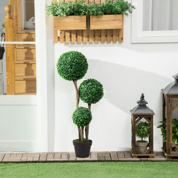 HOMCOM Artificial Plant Boxwood Ball Topiary Tree Indoor Outdoor, 90cm - Image 6