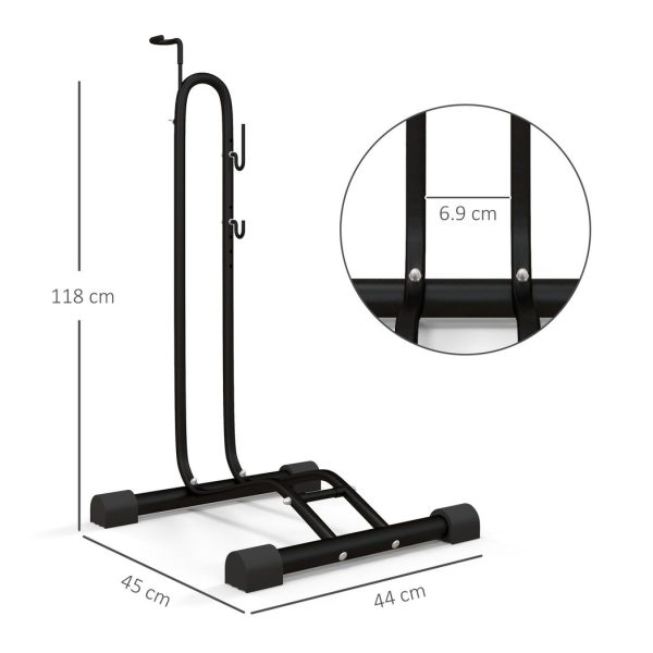 SPORTNOW Vertical & Horizontal Bike Rack Fits 6"-28" and 700c Bikes, Black - Image 5