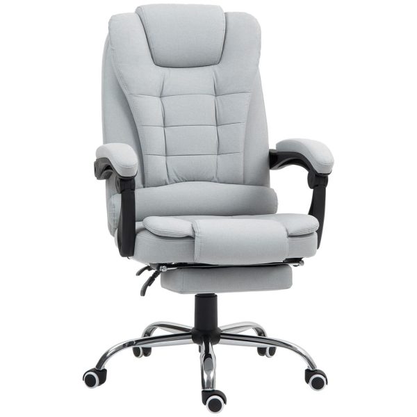 HOMCOM Executive Office Chair Swivel Chair with Footrest Light Grey