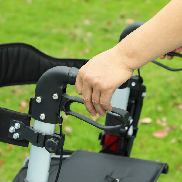 HOMCOM Fully Folding Rollator Walker with Seat, Backrest, Bag, Red - Image 8