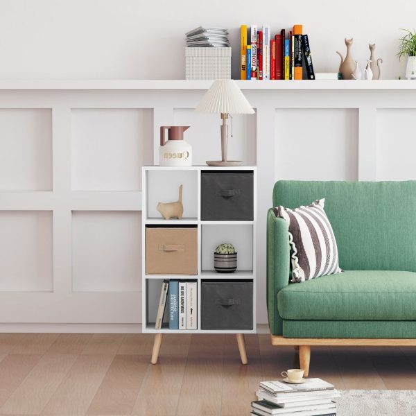 HOMCOM Freestanding 6 Cube Storage Cabinet Unit Bookcase w/ 3 Drawer White - Image 7
