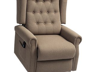 HOMCOM Power Lift Recliner Armchair with Wingback, Button Tufted, Brown