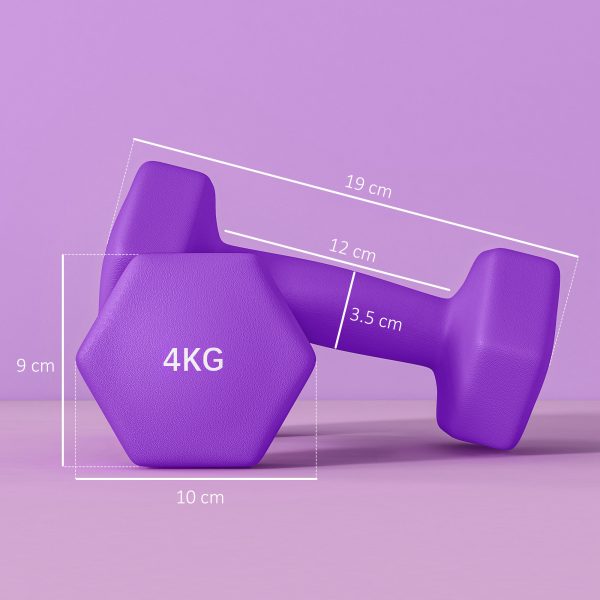 SPORTNOW Set of 2 Hexagonal Dumbbells Weights Pair, 2 x 4kg - Image 5
