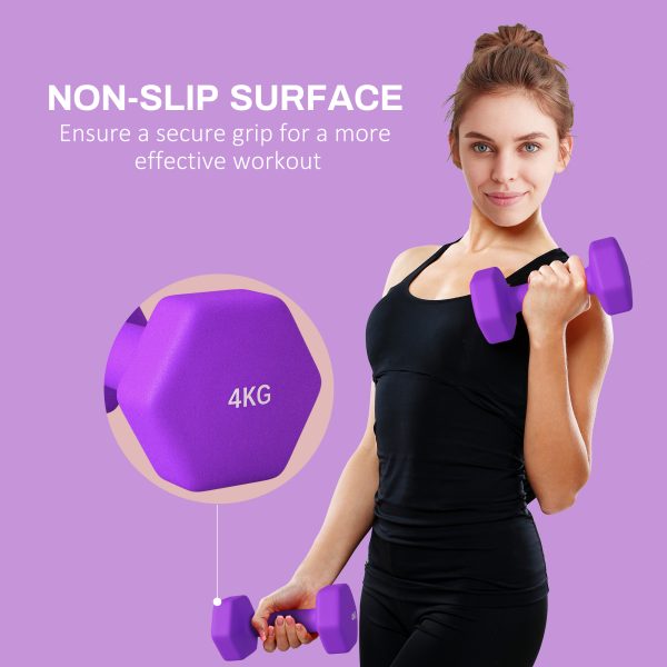 SPORTNOW Set of 2 Hexagonal Dumbbells Weights Pair, 2 x 4kg - Image 6