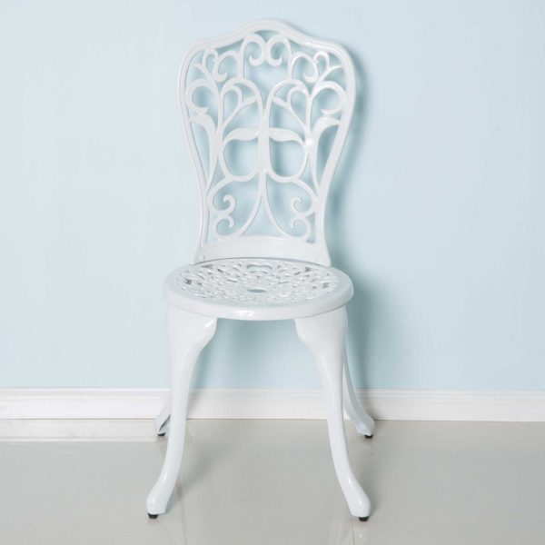 Outsunny 3 Pieces Antique Garden Bistro Set for 2 with Umbrella Hole, White - Image 7