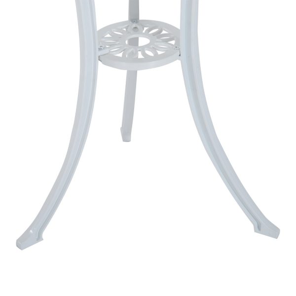 Outsunny 3 Pieces Antique Garden Bistro Set for 2 with Umbrella Hole, White - Image 8