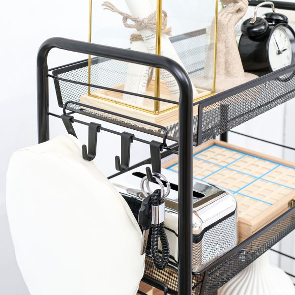 HOMCOM 5 Tier Utility Rolling Cart with Removable Mesh Baskets, Black - Image 8