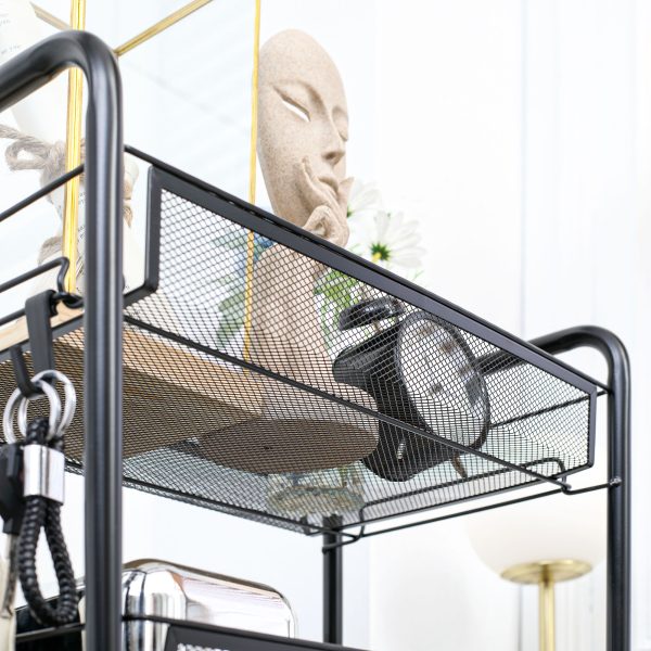 HOMCOM 5 Tier Utility Rolling Cart with Removable Mesh Baskets, Black - Image 7