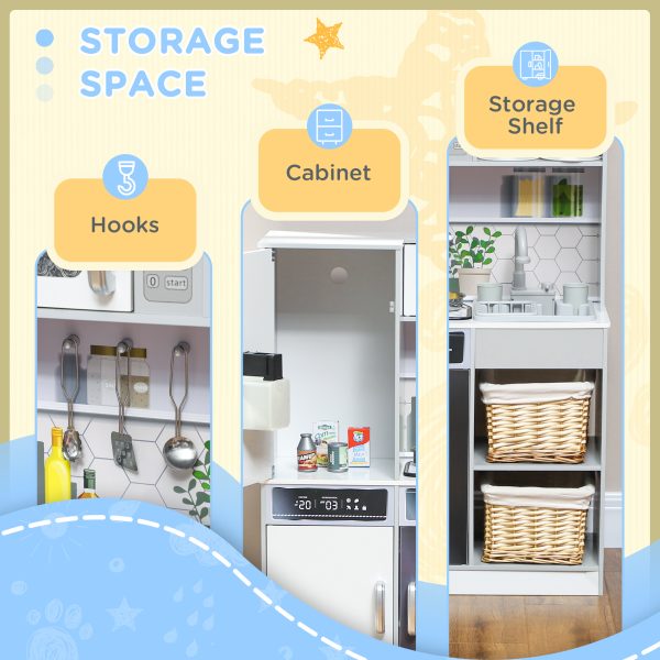 AIYAPLAY Play Kitchen, Pretend Toy Kitchen w/ Sounds Lights, Microwave - Image 8