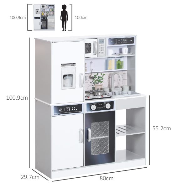 AIYAPLAY Play Kitchen, Pretend Toy Kitchen w/ Sounds Lights, Microwave - Image 5