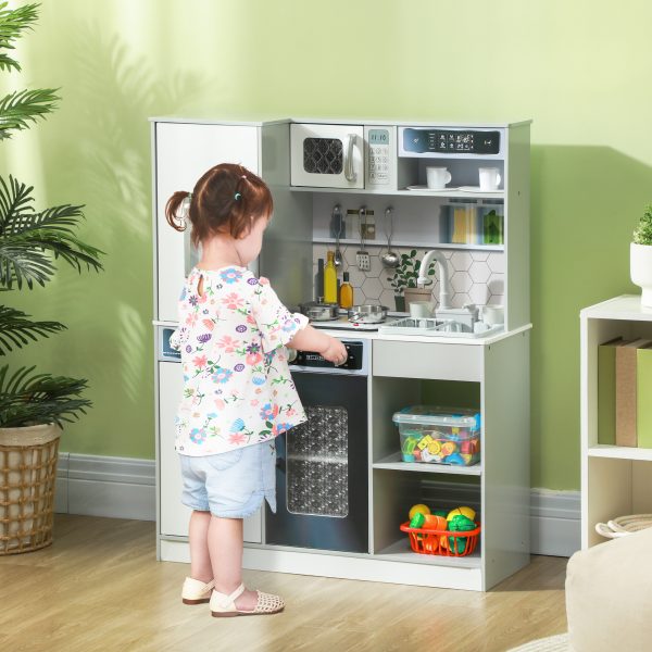 AIYAPLAY Play Kitchen, Pretend Toy Kitchen w/ Sounds Lights, Microwave - Image 2