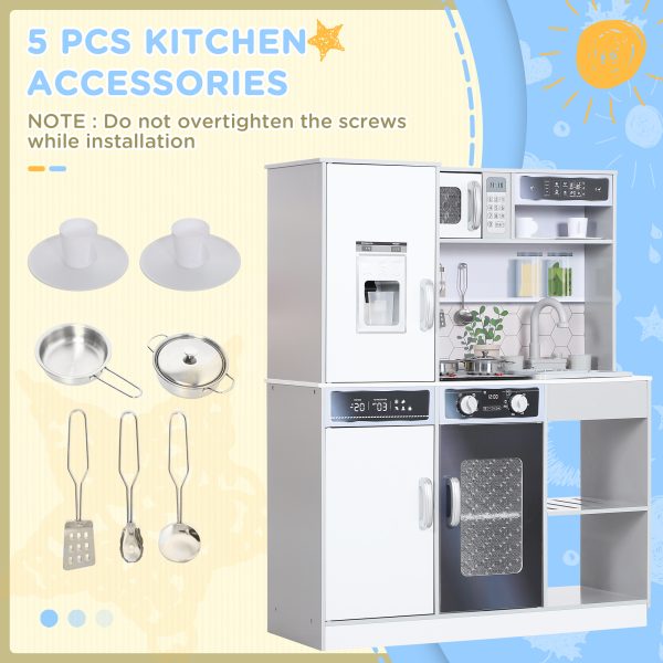 AIYAPLAY Play Kitchen, Pretend Toy Kitchen w/ Sounds Lights, Microwave - Image 7