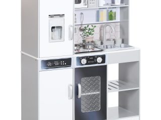 AIYAPLAY Play Kitchen, Pretend Toy Kitchen w/ Sounds Lights, Microwave