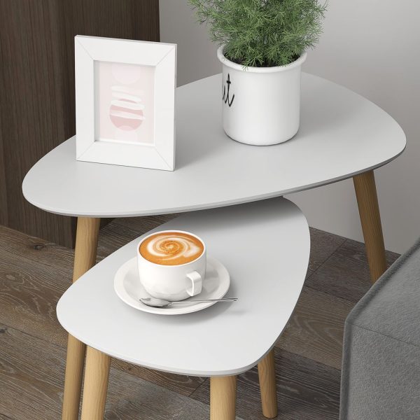 HOMCOM Side Table Set of 2, Modern End Coffee Bedside Tables Grey Natural - Image 7